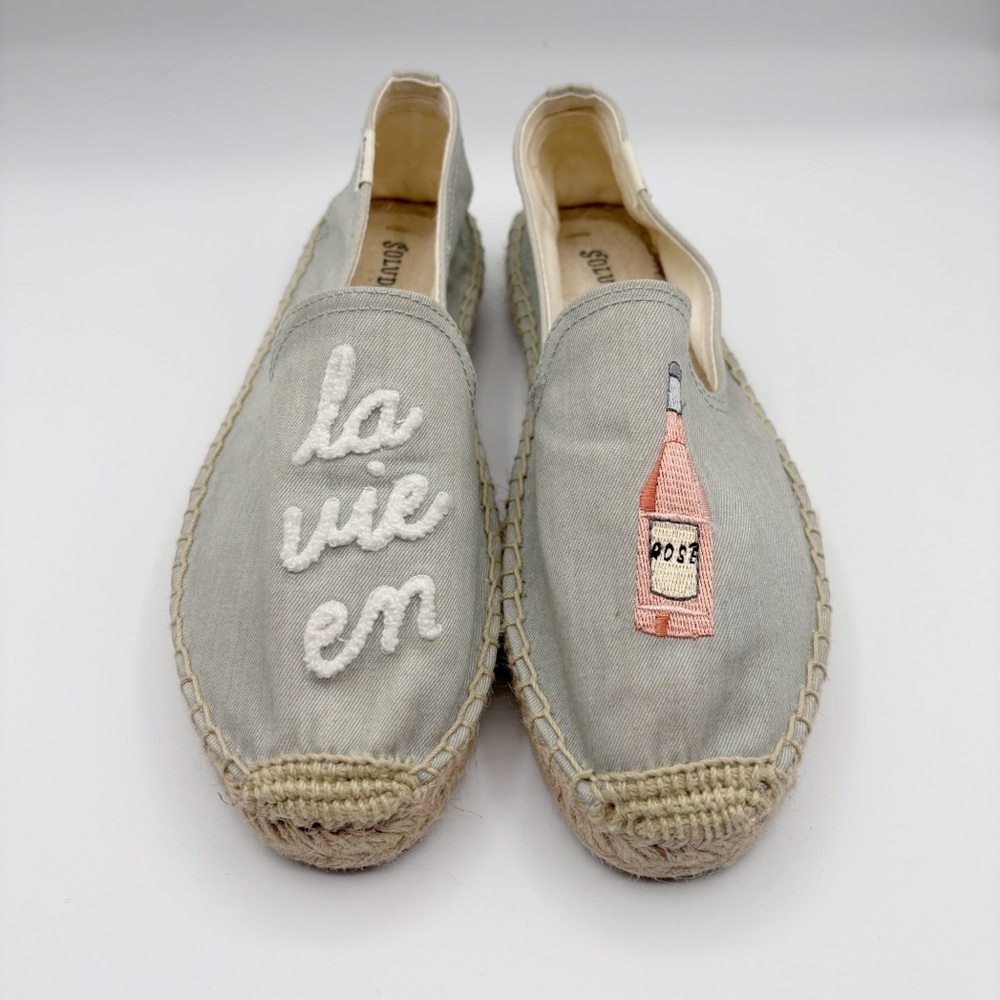 Soludos La Vie en Rosé Embroidered Flats Espadrilles Sz 8